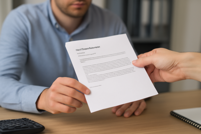 personne recevant une lettre administrative au bureau