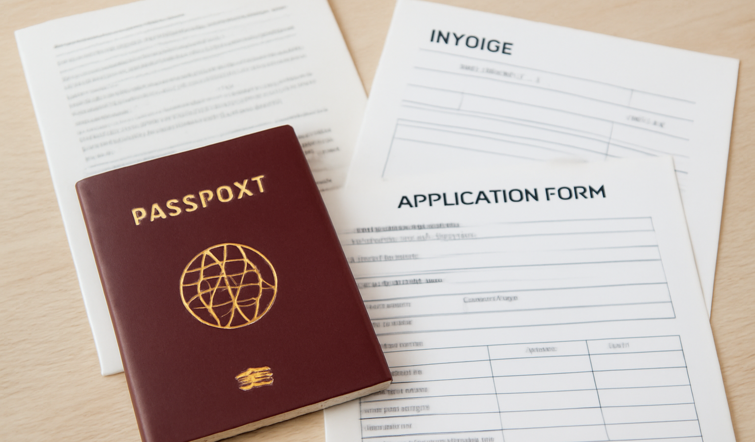 passeport et documents administratifs sur table claire