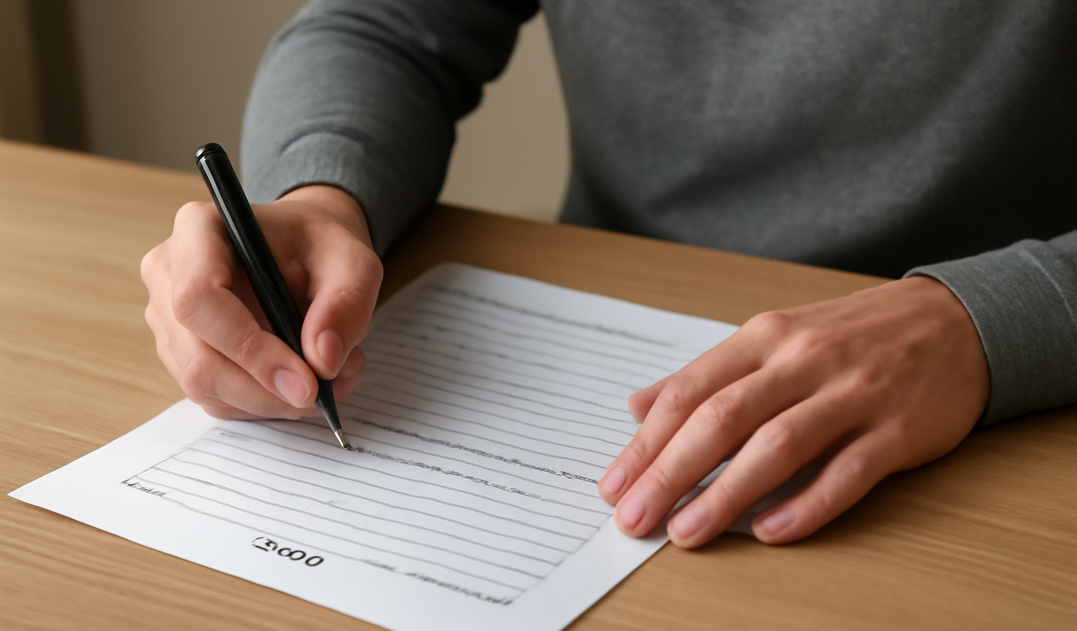 personne remplissant formulaire administratif à table