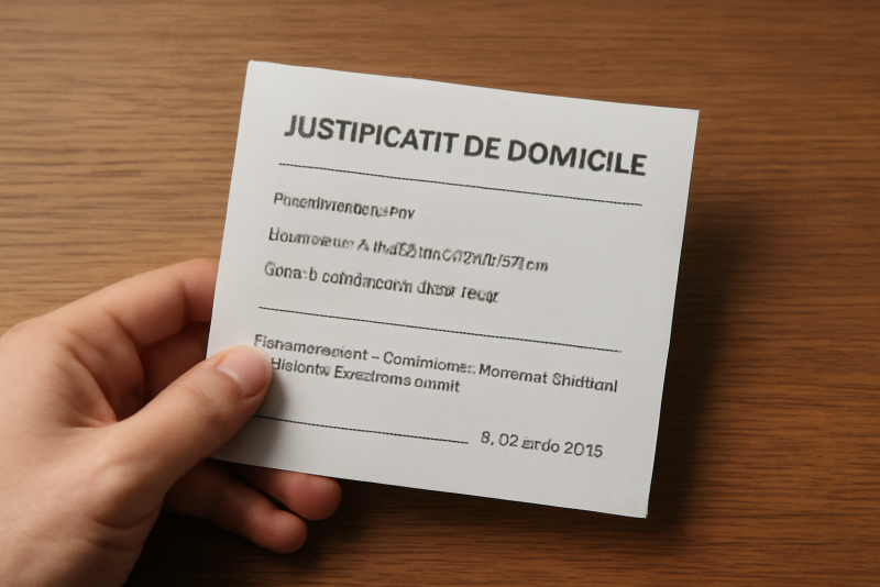main tenant un justificatif de domicile sur table