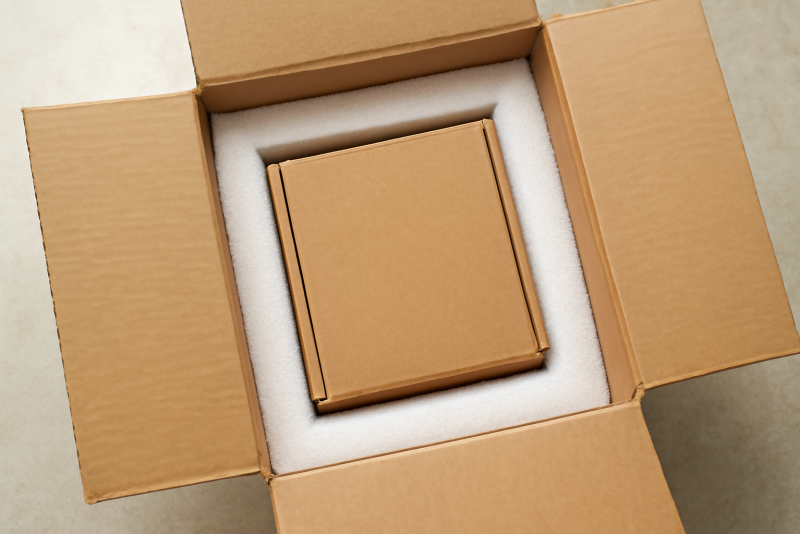 cartons calés avec mousse pour expédition
