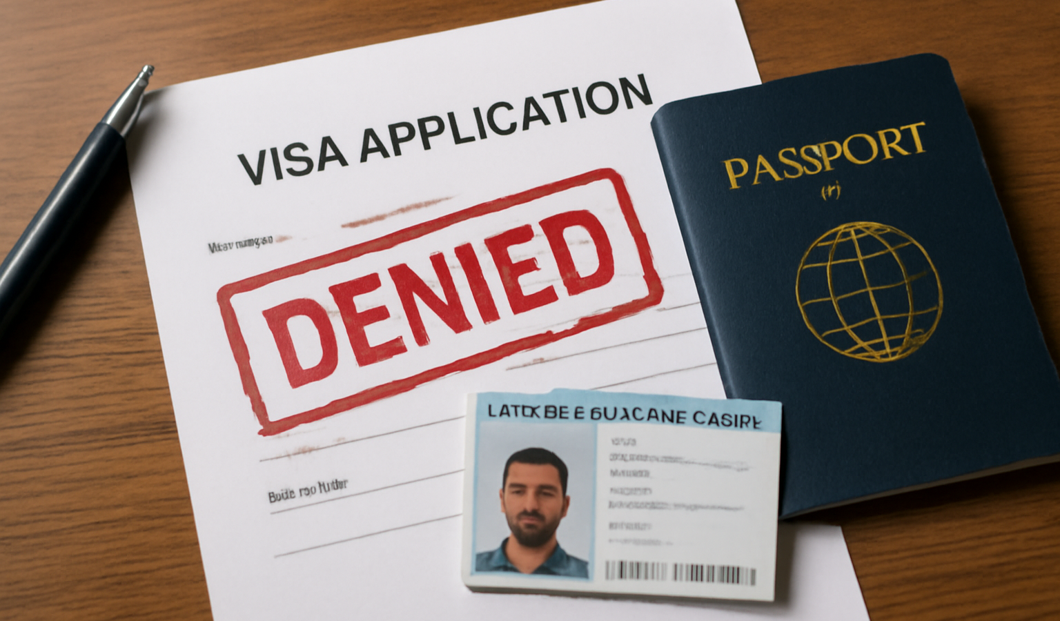 documents de voyage refusés sur un bureau
