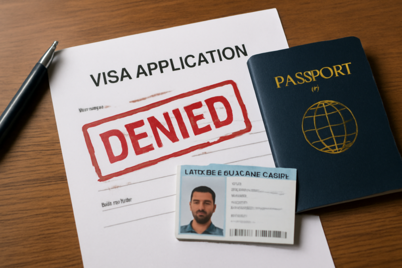 documents de voyage refusés sur un bureau