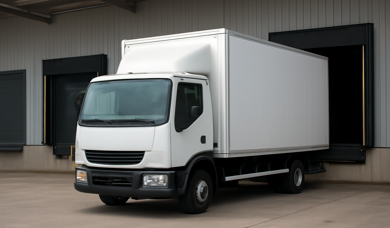 camion de livraison attendant chargement en entrepôt