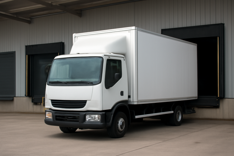 camion de livraison attendant chargement en entrepôt