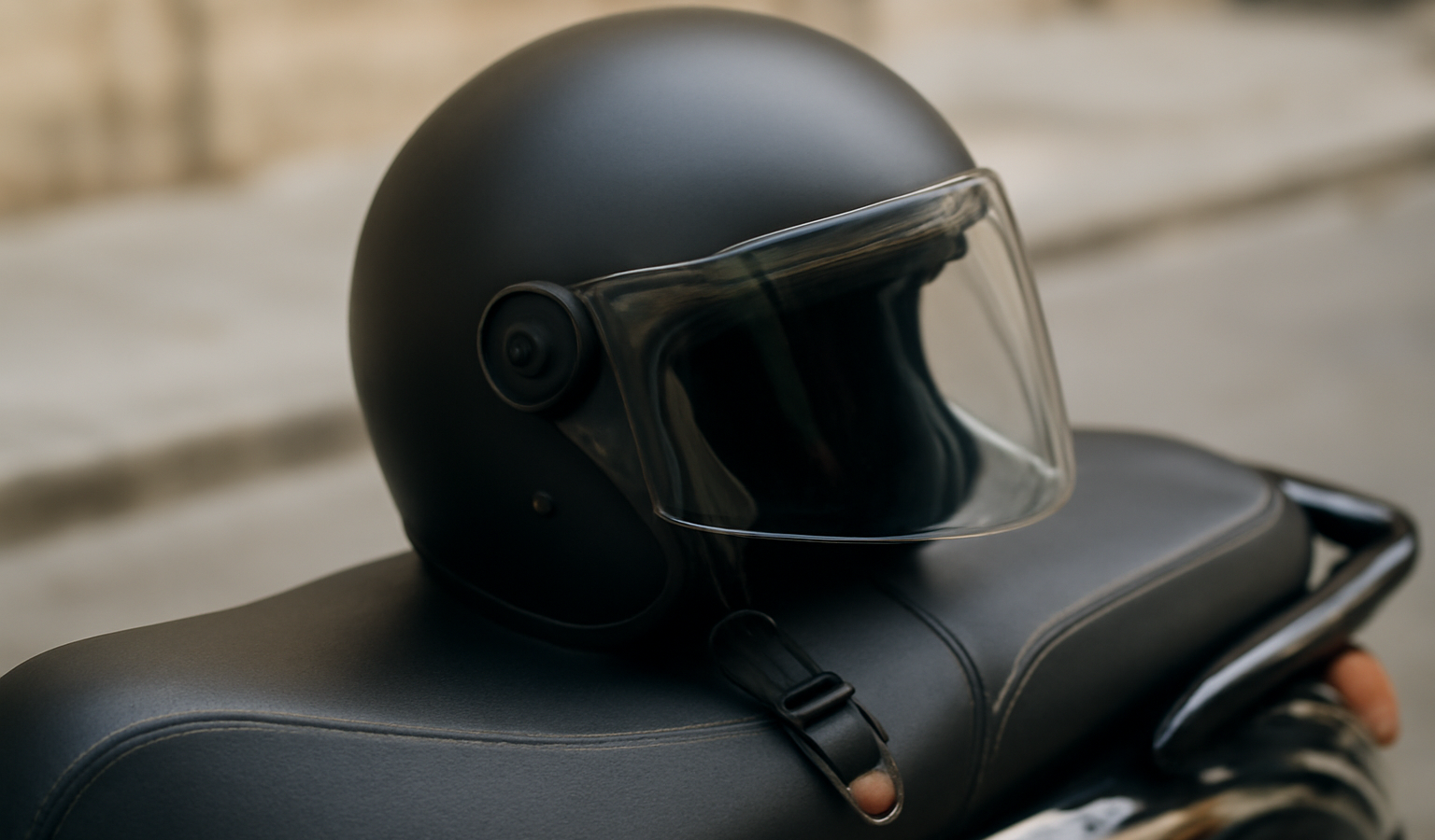 casque posé sur une selle de scooter