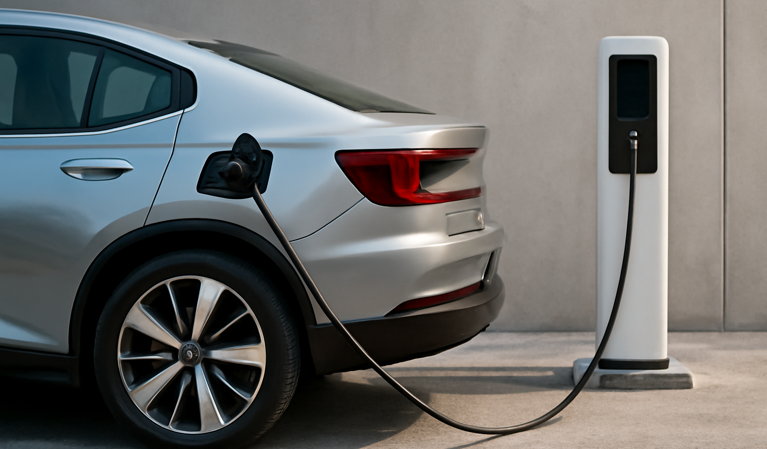 voiture électrique branchée à une borne de recharge