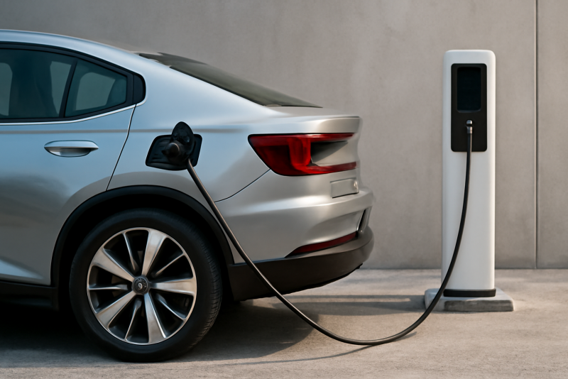 voiture électrique branchée à une borne de recharge