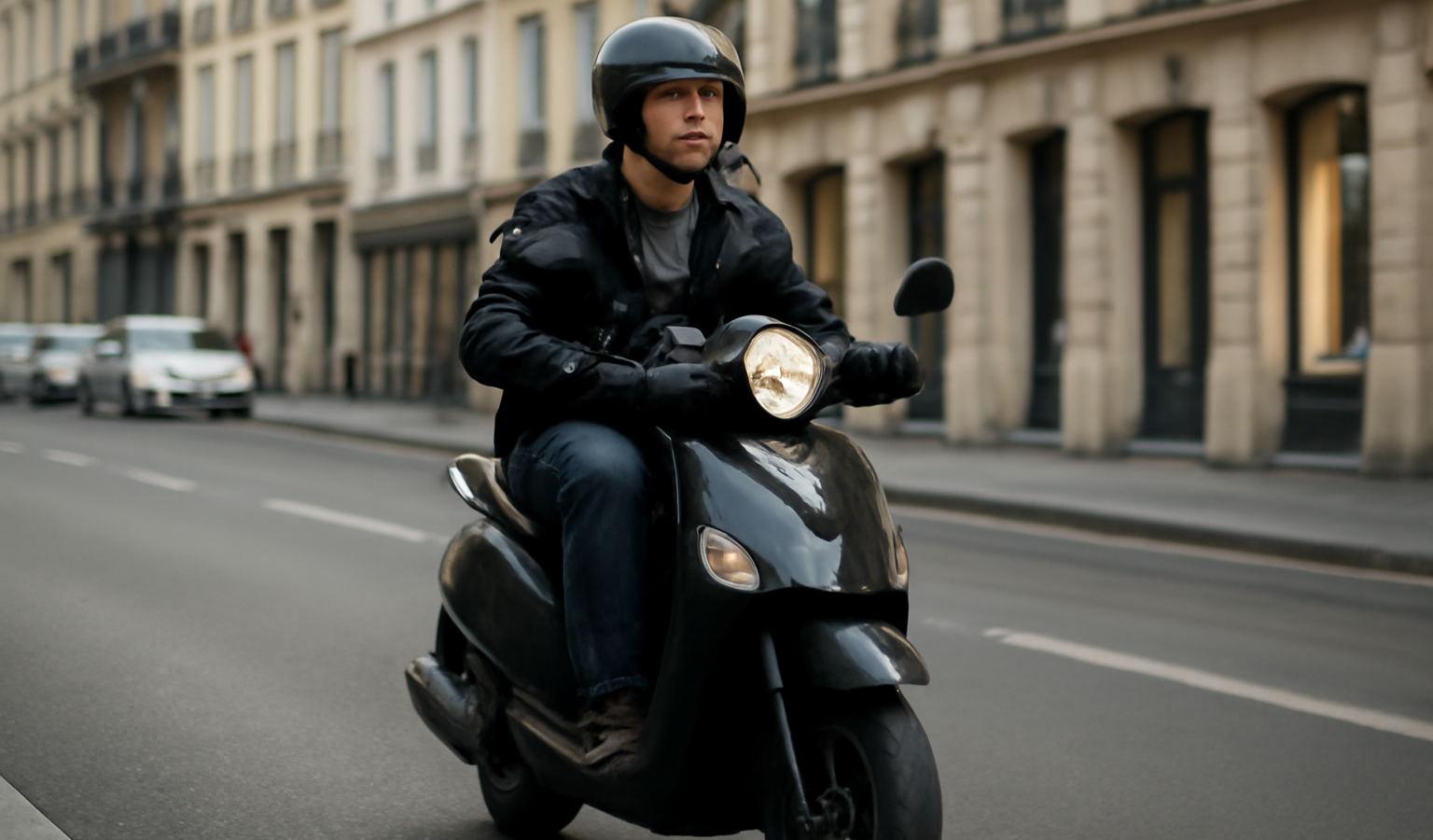 conducteur sur scooter en ville