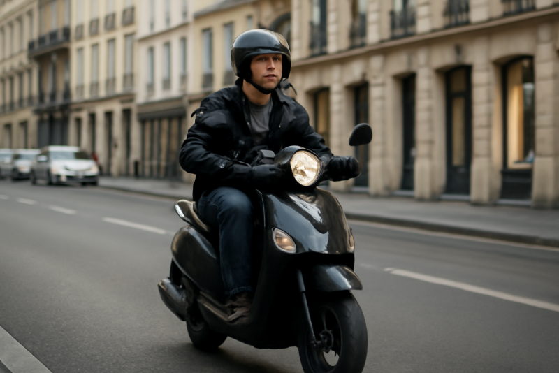 conducteur sur scooter en ville