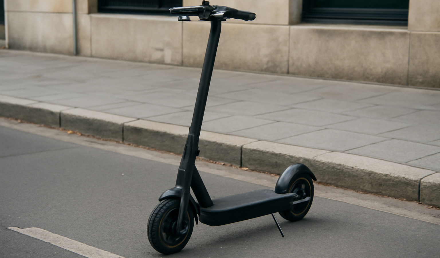 scooter électrique basique garé sur trottoir