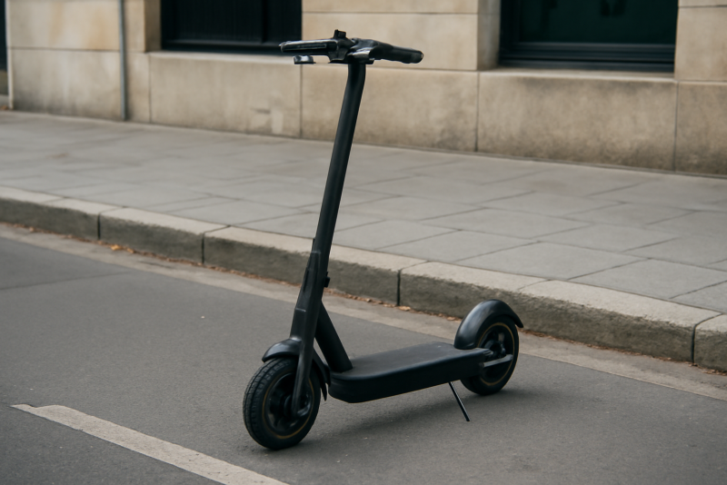 scooter électrique basique garé sur trottoir