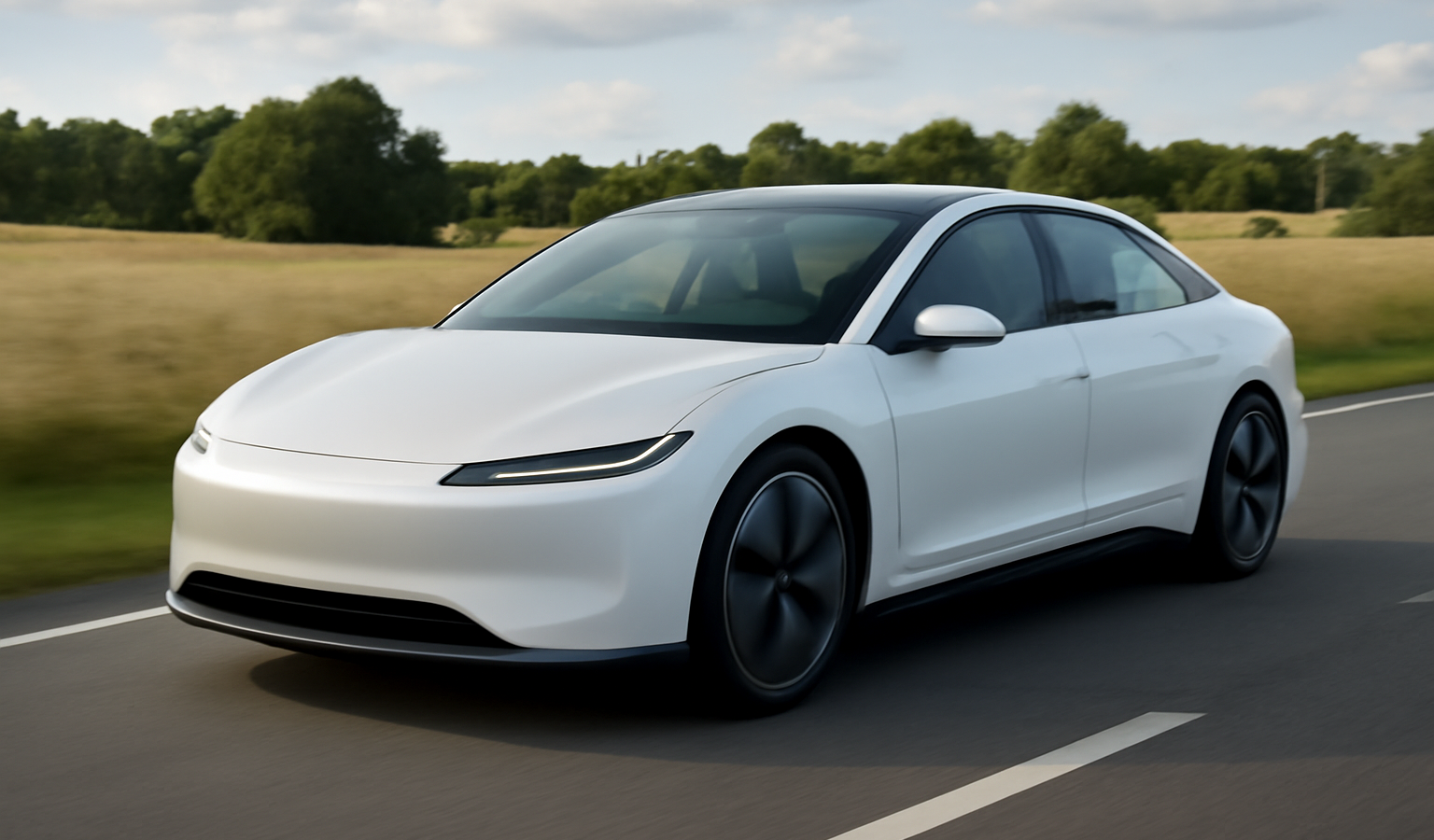 voiture électrique au design épuré sur route