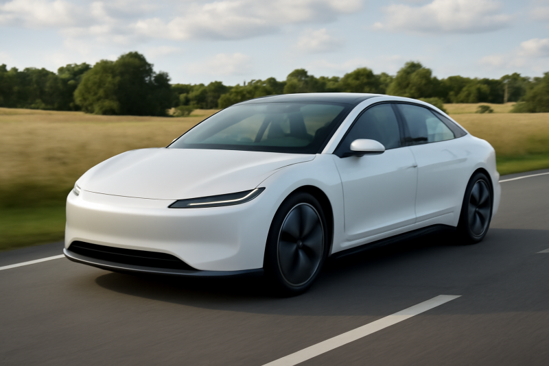 voiture électrique au design épuré sur route