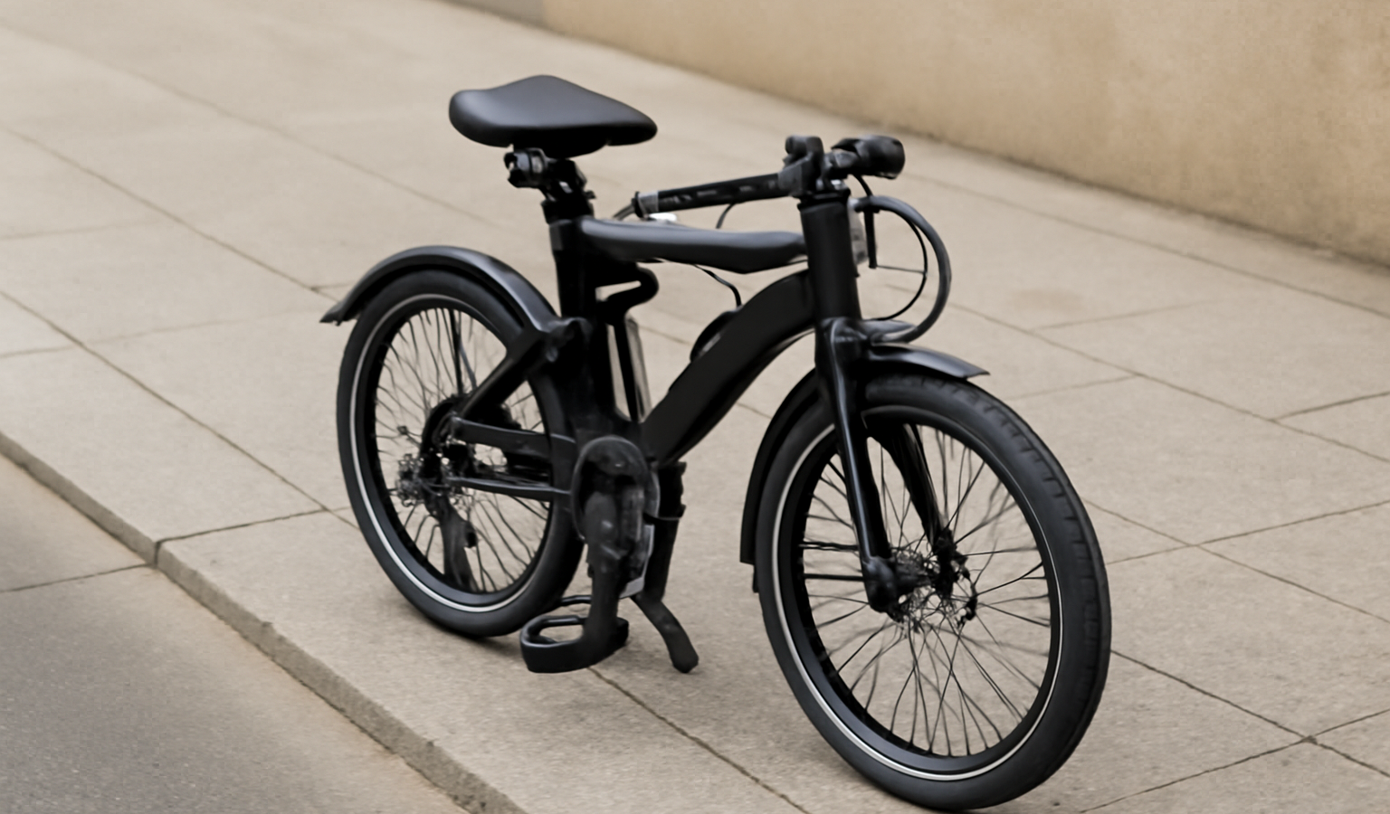 velo pliant replié pose sur trottoir