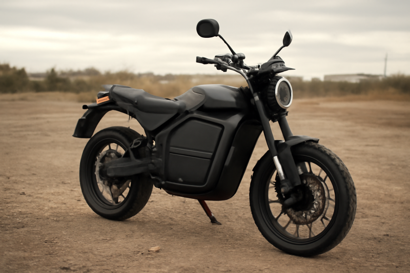 moto electrique posee sur terrain vague