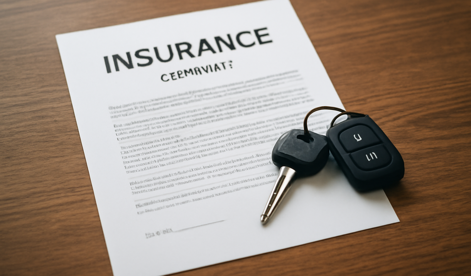 contrat assurance pose sur table avec cle