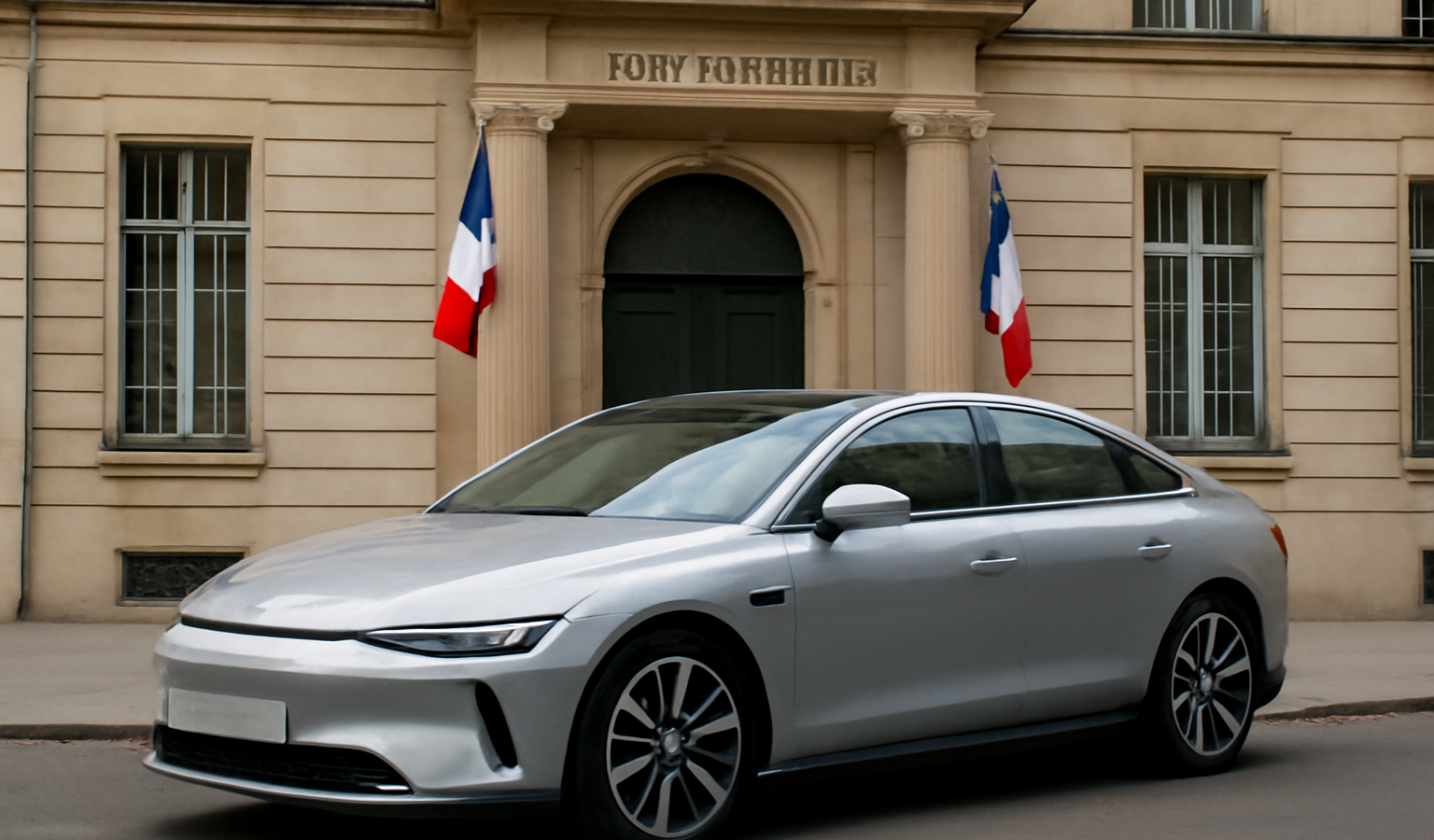 voiture électrique garée devant préfecture