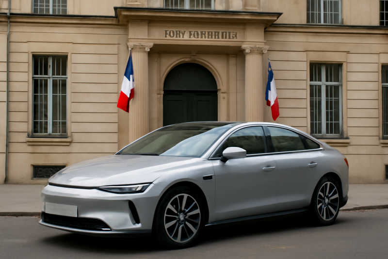 voiture électrique garée devant préfecture