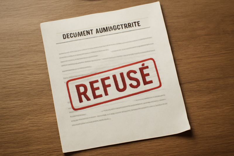 dossier administratif retourné avec tampon refusé