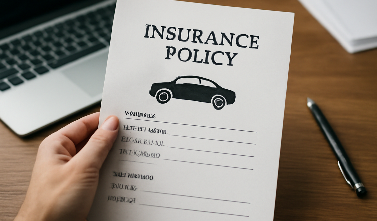 main tenant papier vehicule sur bureau