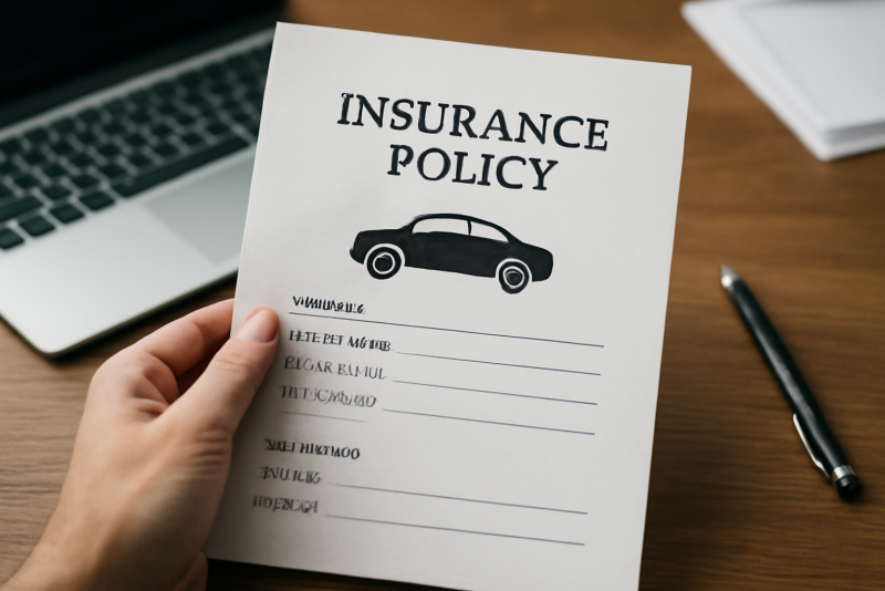 main tenant papier vehicule sur bureau