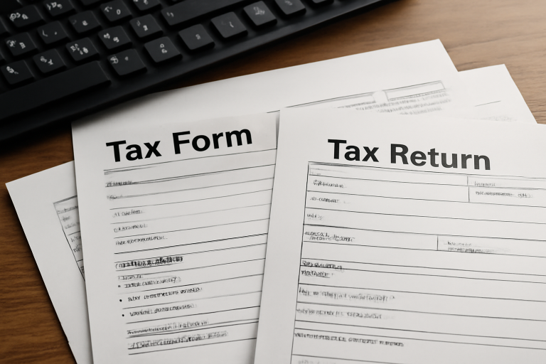 documents fiscaux poses pres clavier