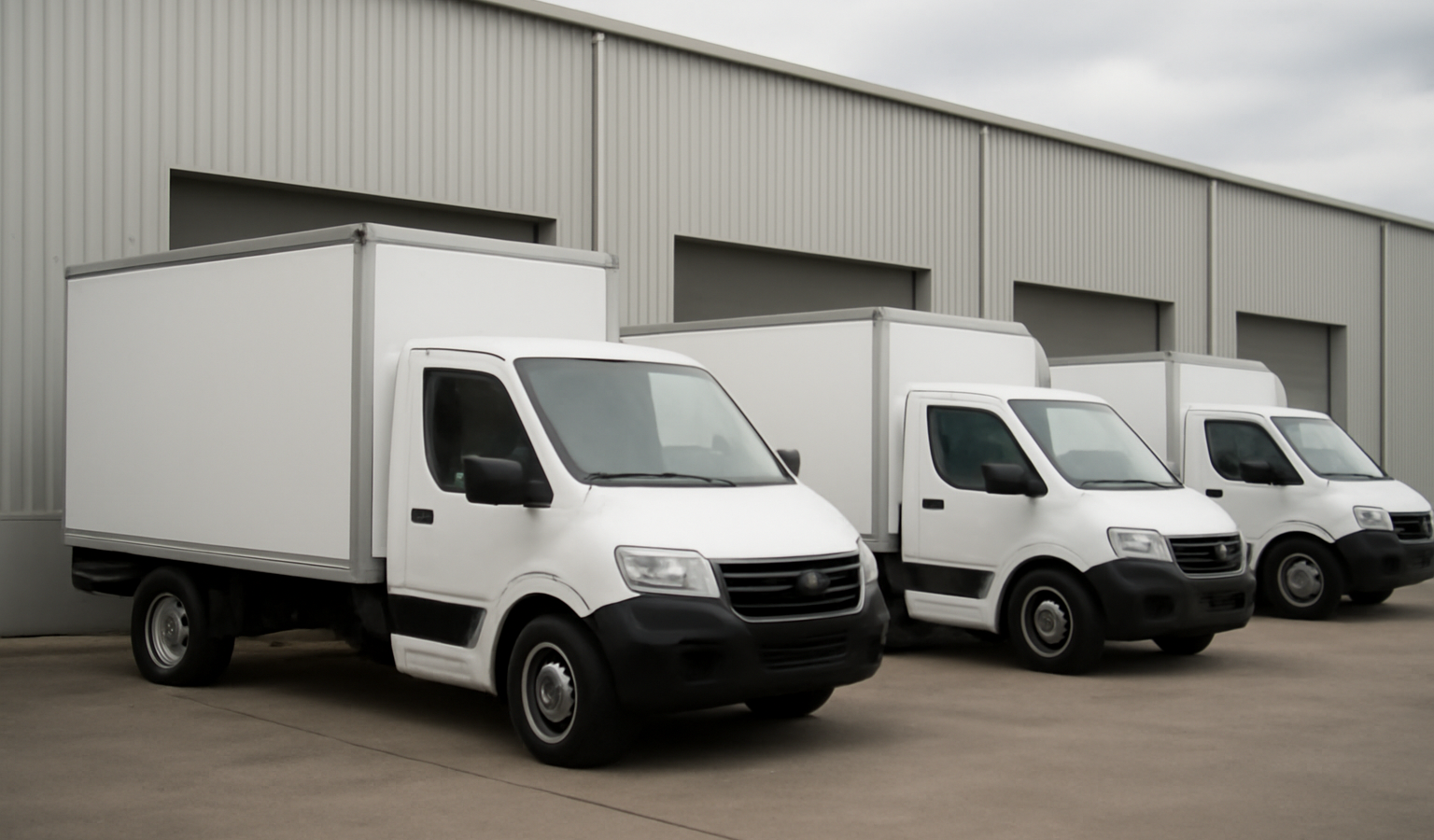 camions de livraison gares devant entrepot