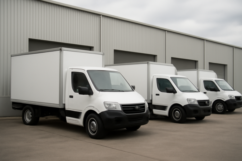 camions de livraison gares devant entrepot