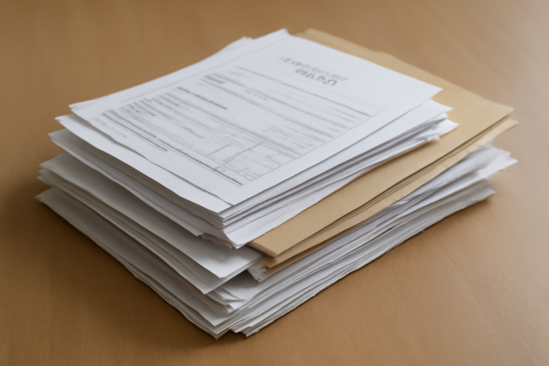 pile de justificatifs et dossier administratif