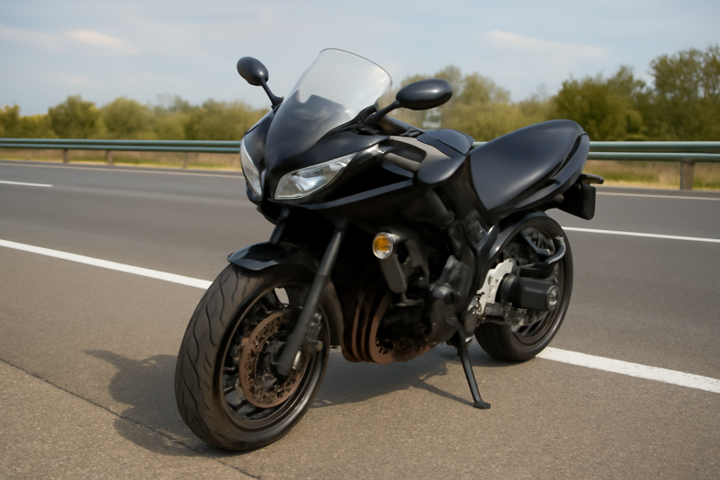 moto arrêtée sur bande d'arrêt d'urgence