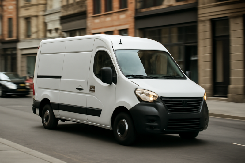 camionnette effectuant plusieurs livraisons en ville
