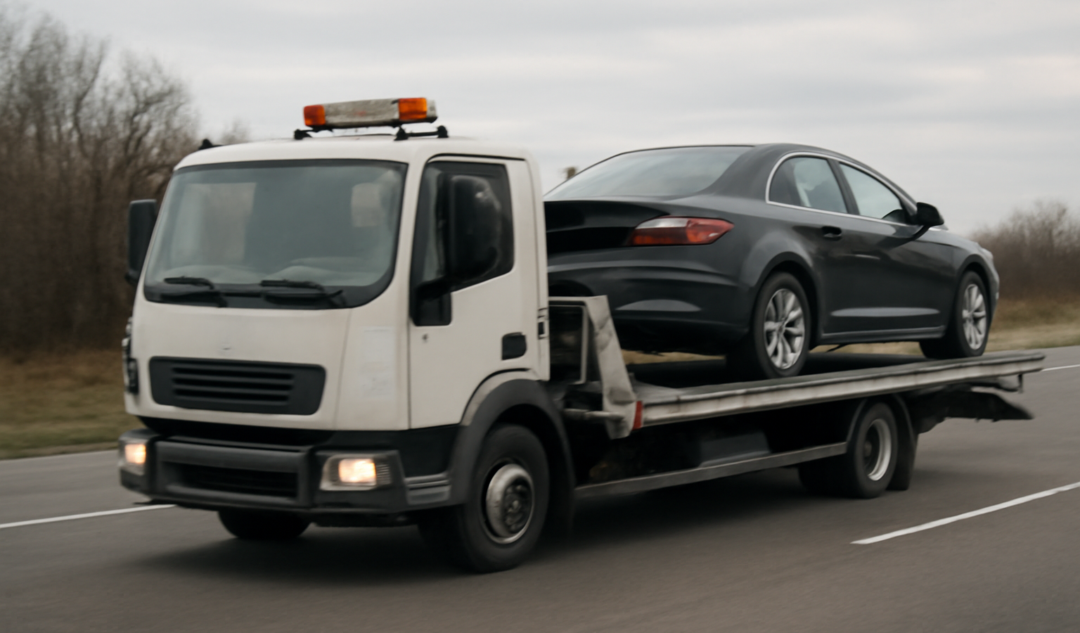camion transportant une voiture sur remorque