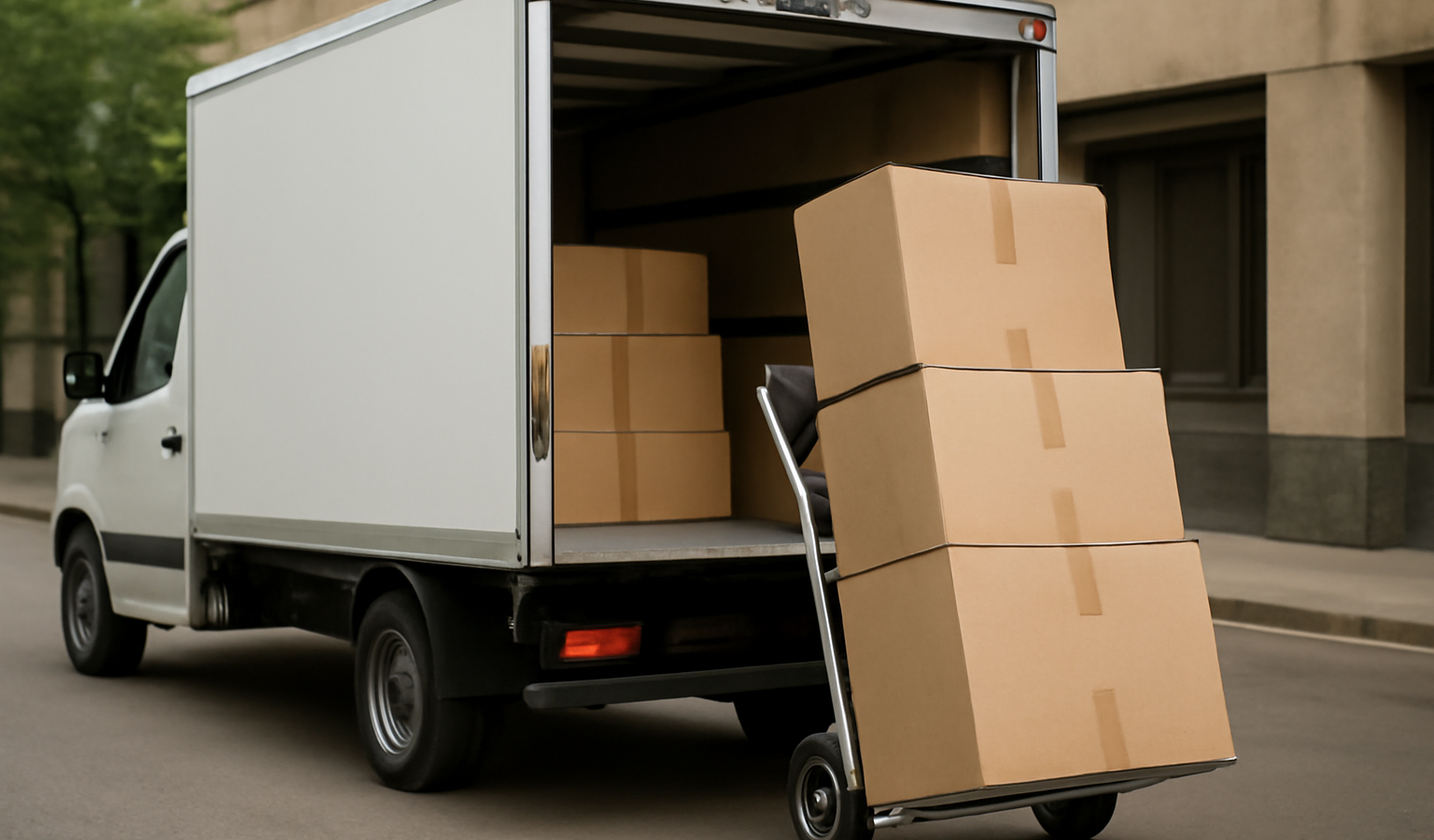 camion de livraison chargeant gros colis