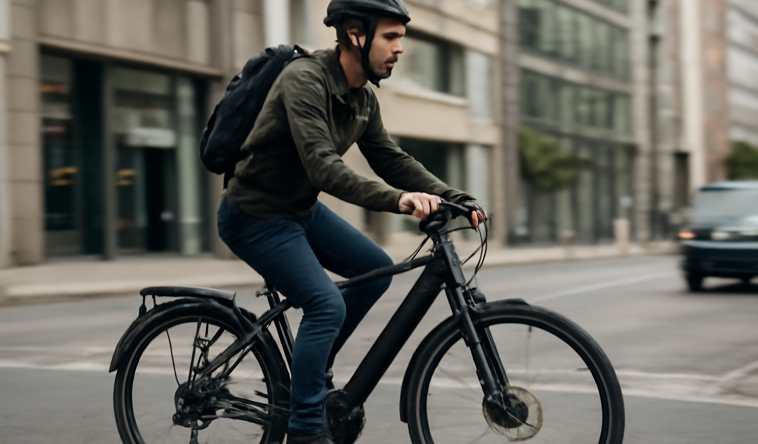 cycliste sur velo electrique en zone urbaine