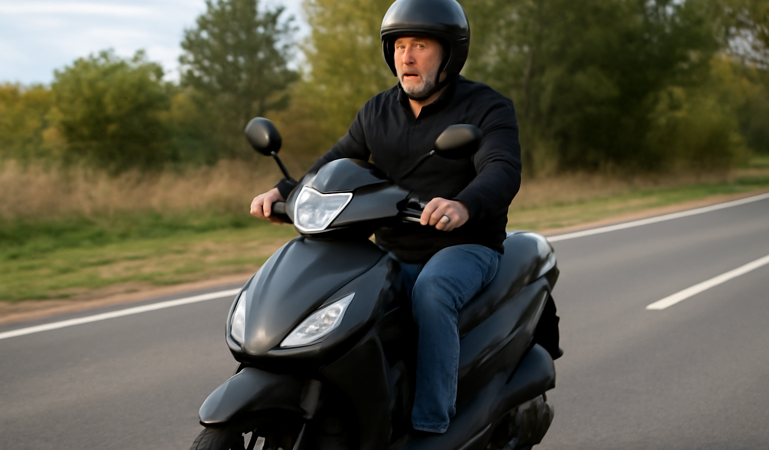 conducteur adulte sur scooter en bord de route