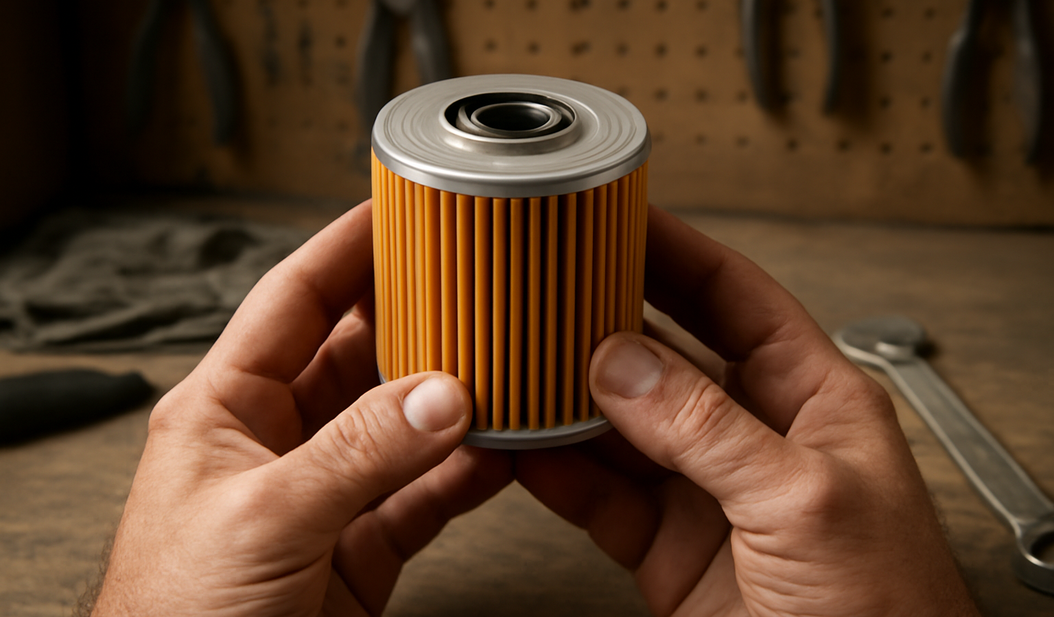 mains tenant filtre moteur devant etabli