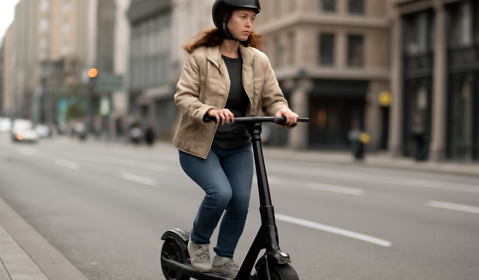 personne montant un scooter electrique en ville