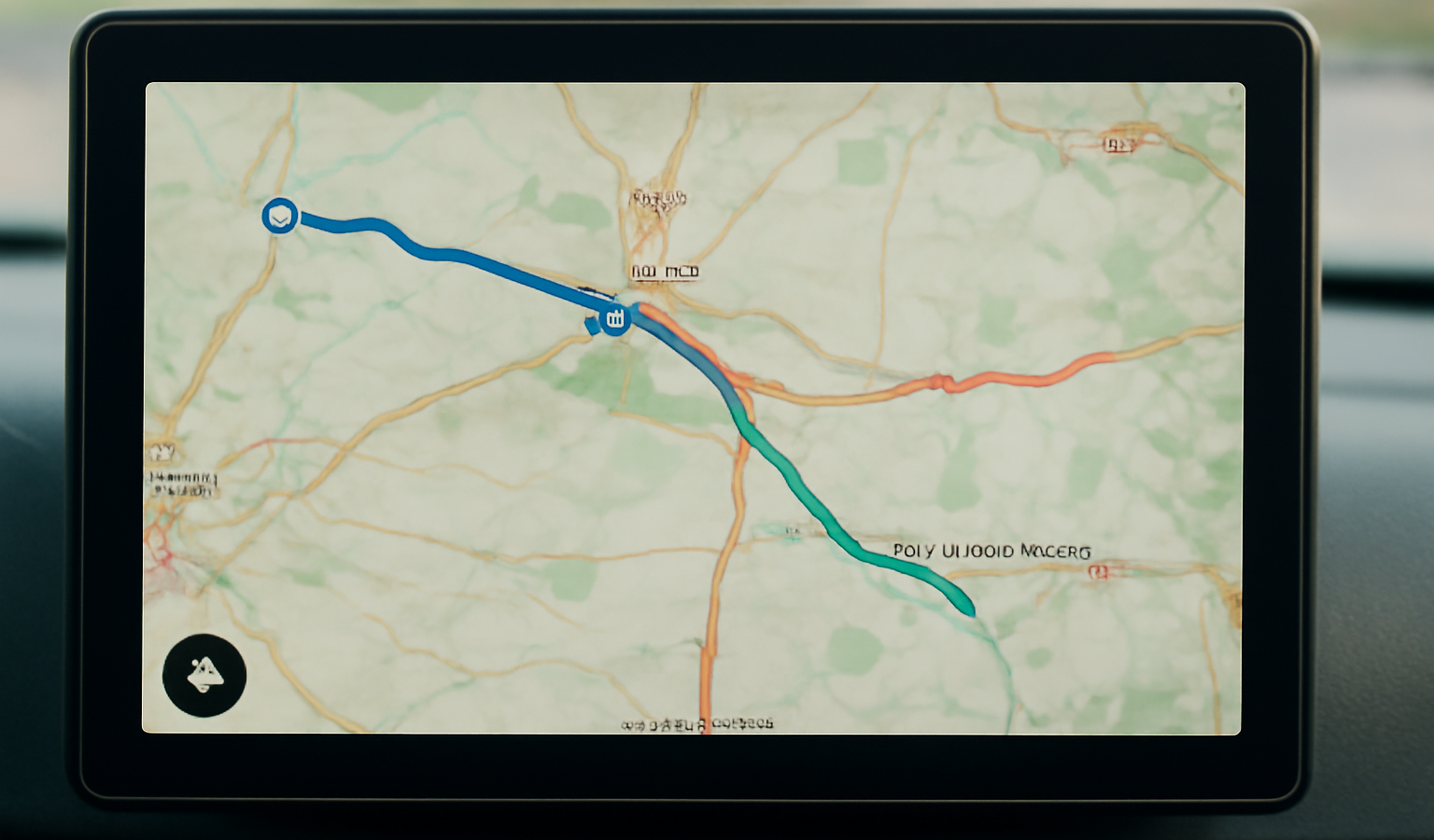 écran montrant carte et itinéraires de camions