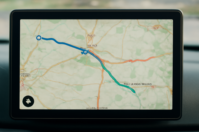 écran montrant carte et itinéraires de camions
