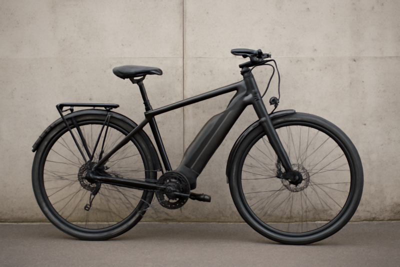 velo urbain electrique pose contre mur beton