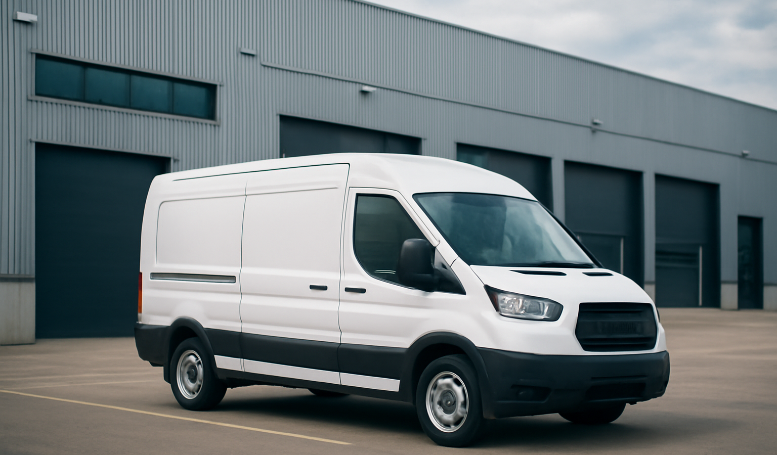 vehicule utilitaire devant entrepot d'entreprise