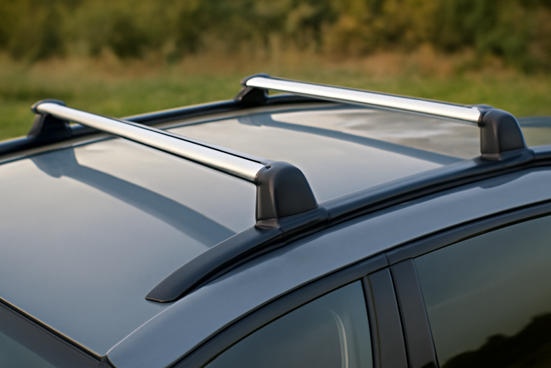 barres de toit posees sur toit de voiture