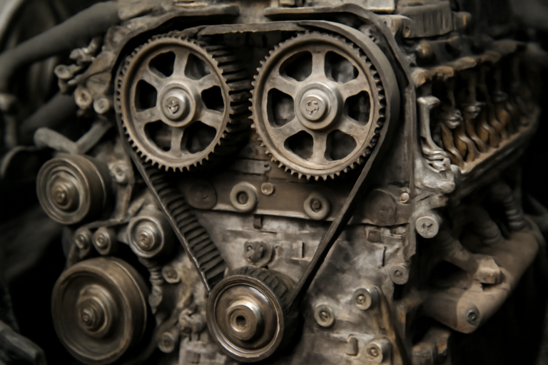 moteur ouvert montrant courroie de distribution