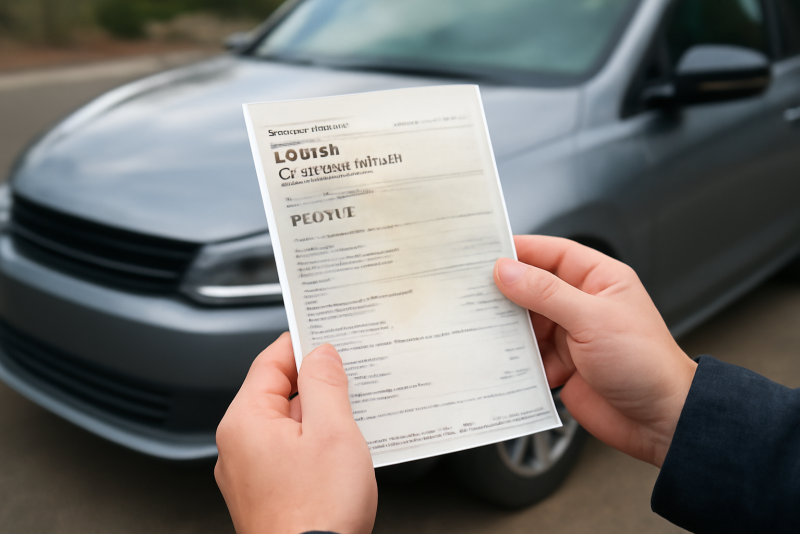 mains tenant carte grise devant voiture