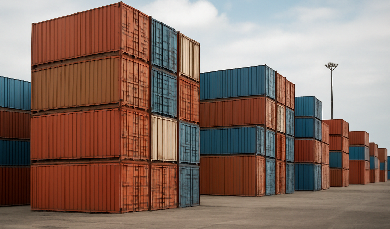 conteneurs empiles sur zone portuaire
