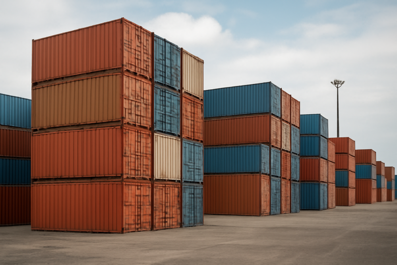 conteneurs empiles sur zone portuaire