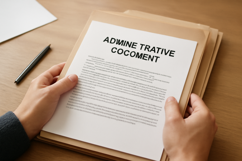 mains tenant dossier administratif sur table