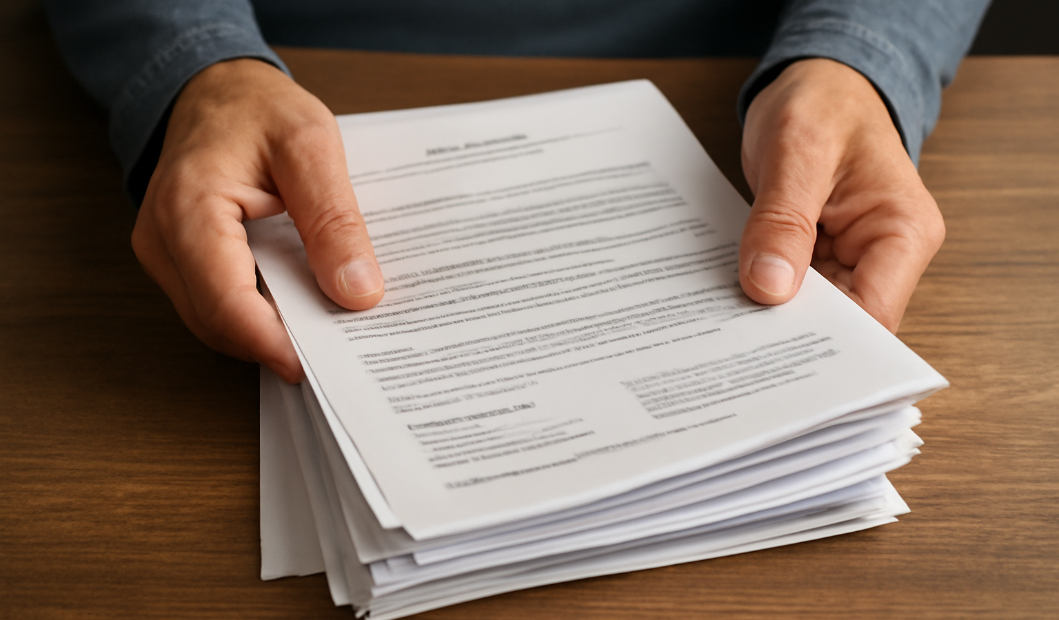 mains serrant des papiers administratifs