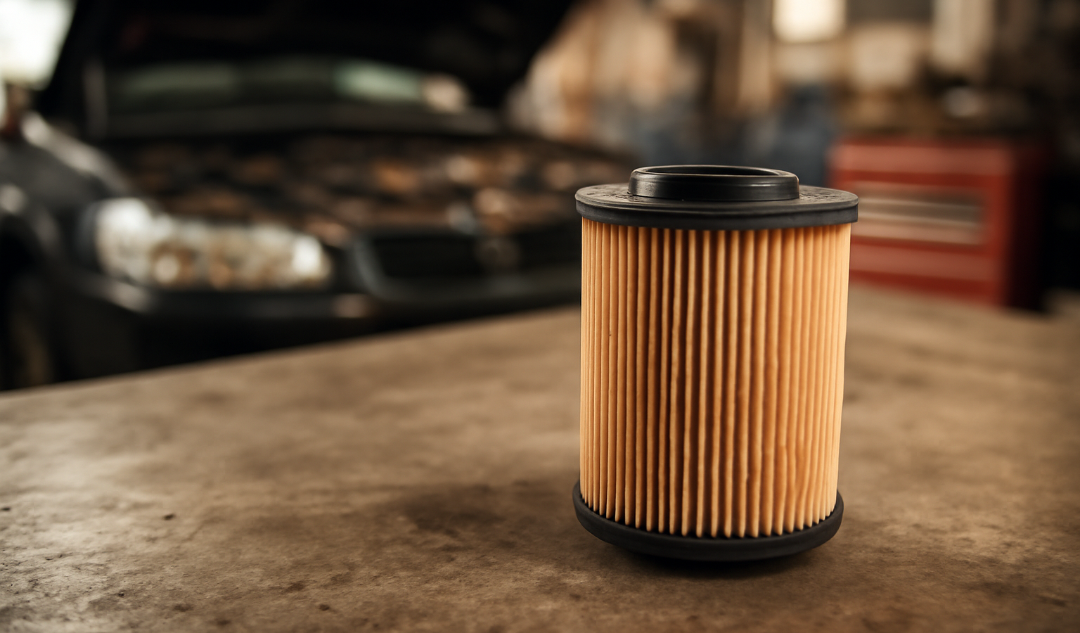 filtre pose sur etabli d atelier automobile